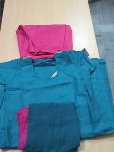 Beautiful Teal Kurta Set with Pink Bottoms