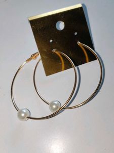 Gold Hoop Earrings with Pearls