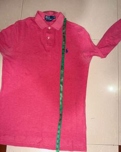 Pink Ralph Lauren Long Sleeve Polo Shirt.  chest 4