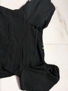 Chic Black Puff Sleeve Midi Dress