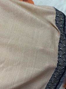 Elegant Beige Saree with Black Border blouse piece