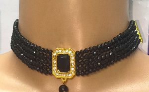 Elegant Black Beaded Choker Necklace
