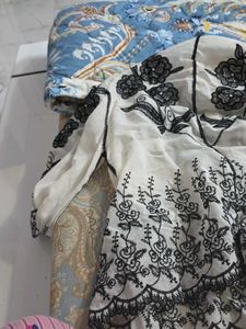 Elegant White &amp; Black Embroidered shirt