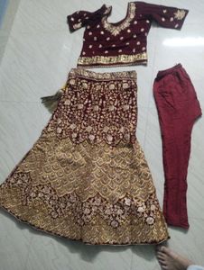 Maroon Velvet Lehenga Choli