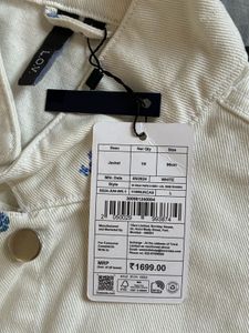 Cream Embroidered Denim Jacket