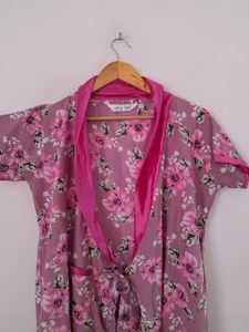 Pink Floral Printed Night Wear Maxi (Women's)