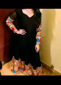 Embroidered Black Gown