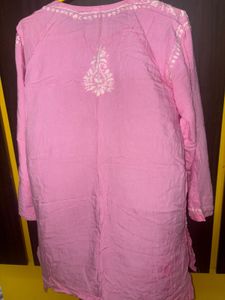 Pink Chikankari Short Kurta