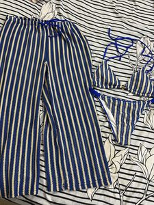 Striped Bikini Set with Pants