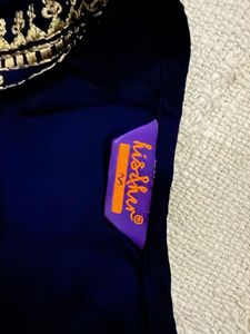 Embroidered Navy Blue Kurta