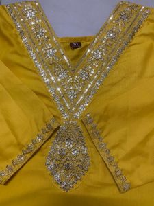 Vibrant Yellow Kurta Set with Floral Dupatta