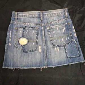 Distressed Denim Mini Skirt y2k