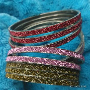 🔥🔥combo of three clr metal shining bangles
