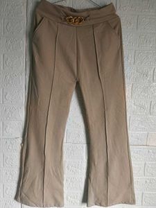Beige Flare Leg Pants
