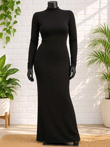 Elegant Black Long Sleeve Maxi Dress