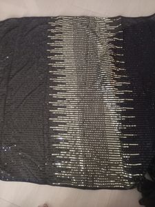 Party Wear Black Sequence Saree