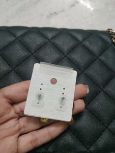 combo of Gold Round Stud Earrings  and ruffle whit
