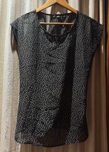 Chic Black Polka Dot sheer Blouse