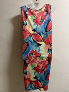 Price Drop Abstract Print Sleeveless Dress