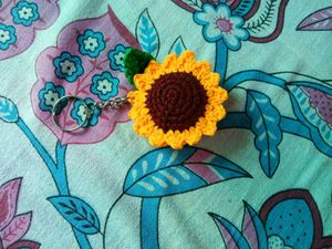 Handmade Crochet Sunflower Keychain