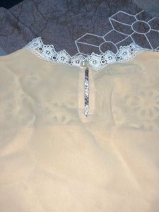 Chic Lace Detail Cream Blouse