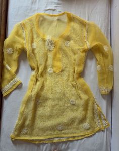 Yellow Chikankari Kurta