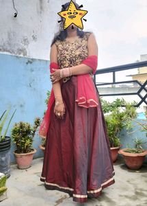 DEEP WINE THREE PIECE HEAVY GOWN
