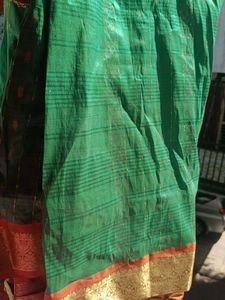 Elegant Green Saree with Gold Border