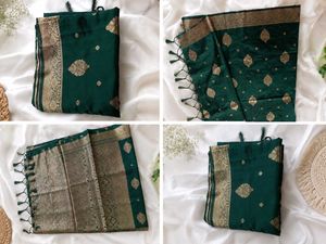 Elegant Emerald Green Banarasi Silk Saree