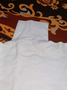 White Long High neck top