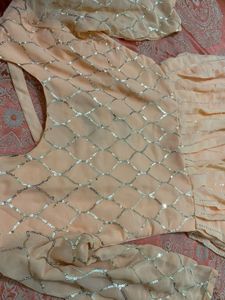 Elegant Peach Sequined Gown