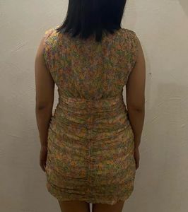 ZARA Ruched Floral Chiffon Mini Dress – Size M