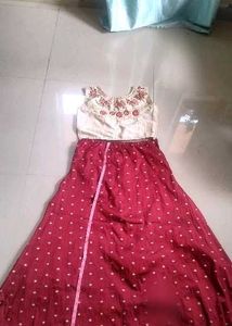 Embroidered Crop Top &amp; Skirt Set
