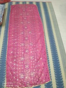 Pink Dupatta With Chamki &amp; Embroidery Work