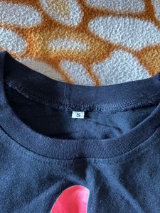 Black T-Shirt with Floral Print