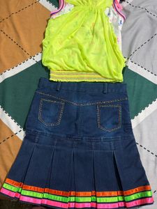 Girls' Denim Skirt &amp; Top Set