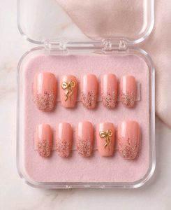 Press-On Nails with Bow Accent