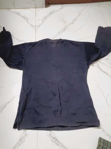 Navy Blue Long Sleeve Top with Stripe Detail