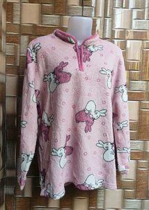 Pink Bunny Print Pullover Sweater