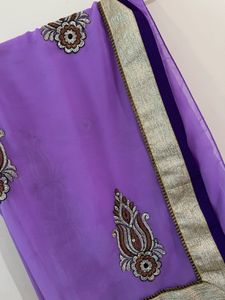 Purple Embroidered Saree