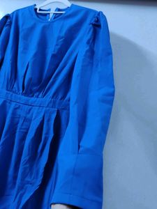 Elegant Blue Long Sleeve Dress