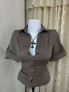 Chic Taupe Button-Up Shirt