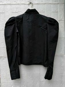 New with tag Chic Black Puff Sleeve Button-Up Top