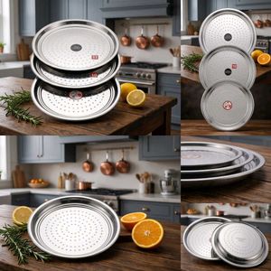 Set of 3 Stainless Steel Thali Plates