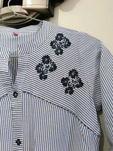 Striped Embroidered Kurti
