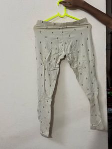Cream Printed Leggings