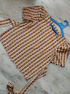 Multiway Stylish Printed Tie-Waist Blouse