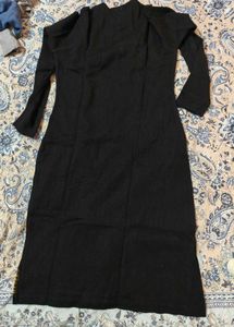 Black and gold printed straight woolen Kurta