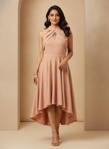 Chic Peach High Neck Dress