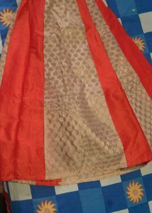 Vibrant Orange & Gold Lehenga Skirt